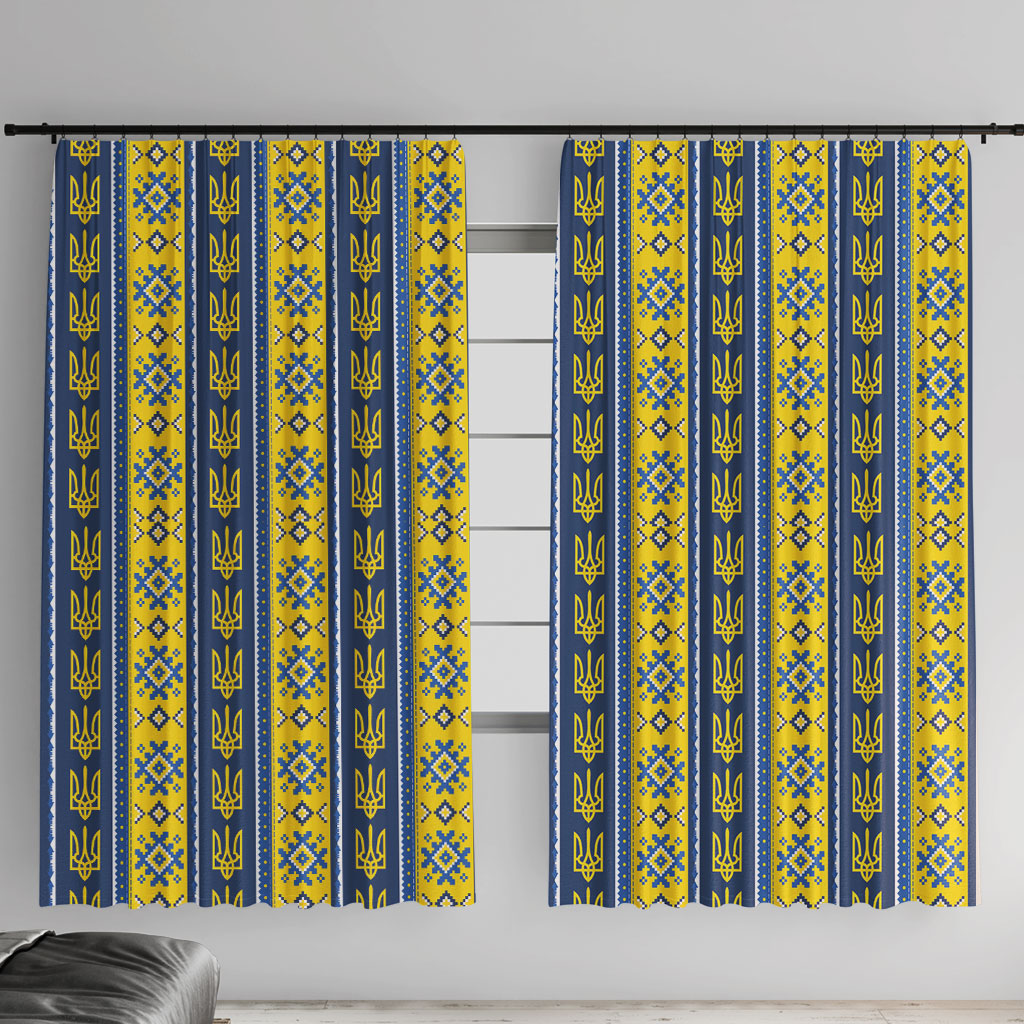 Ukraine Christmas Window Curtain Ukrainian Trident Pattern