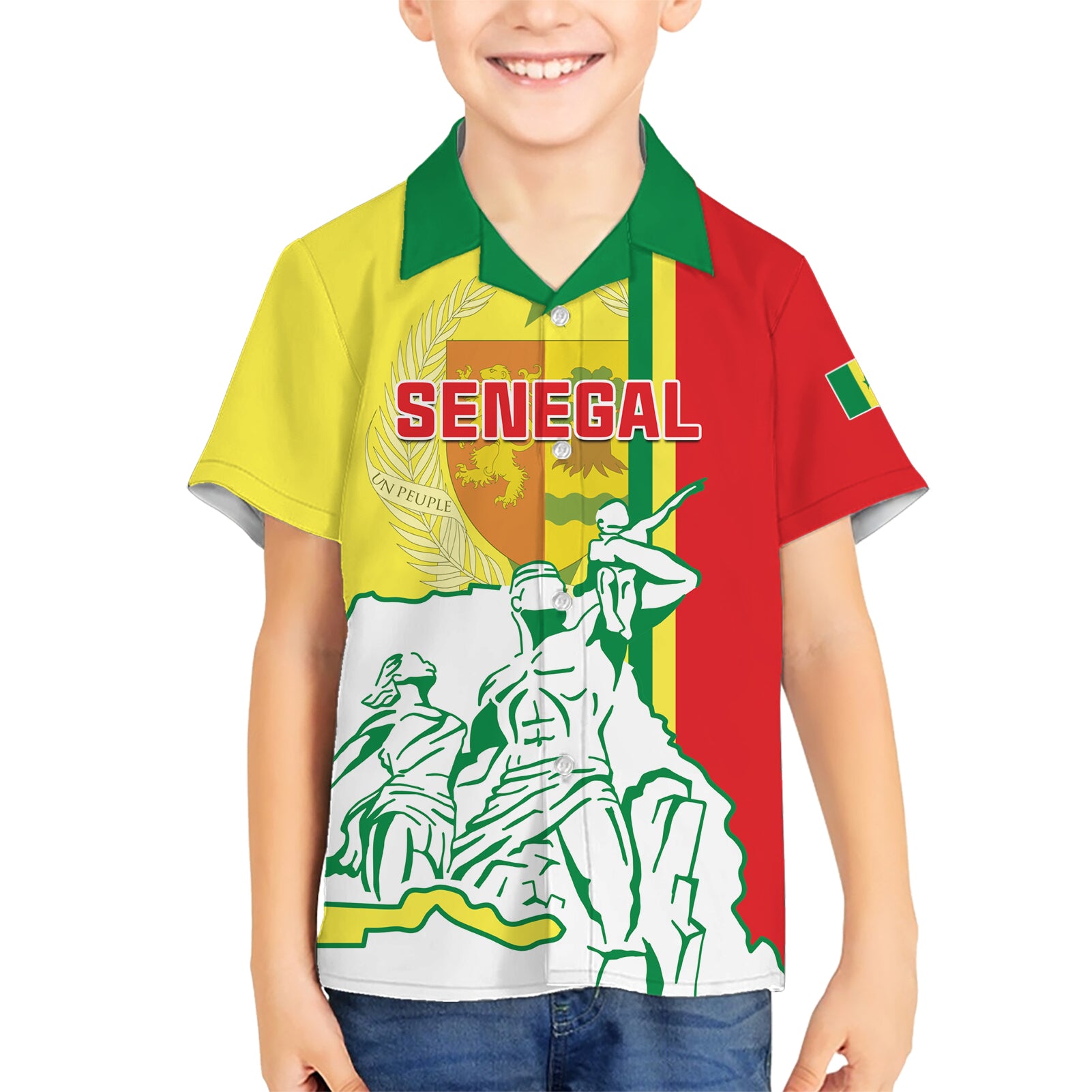 Senegal Independence Day Kid Hawaiian Shirt Un Peuple Un But Une Foi 64th Anniversary - Wonder Print Shop