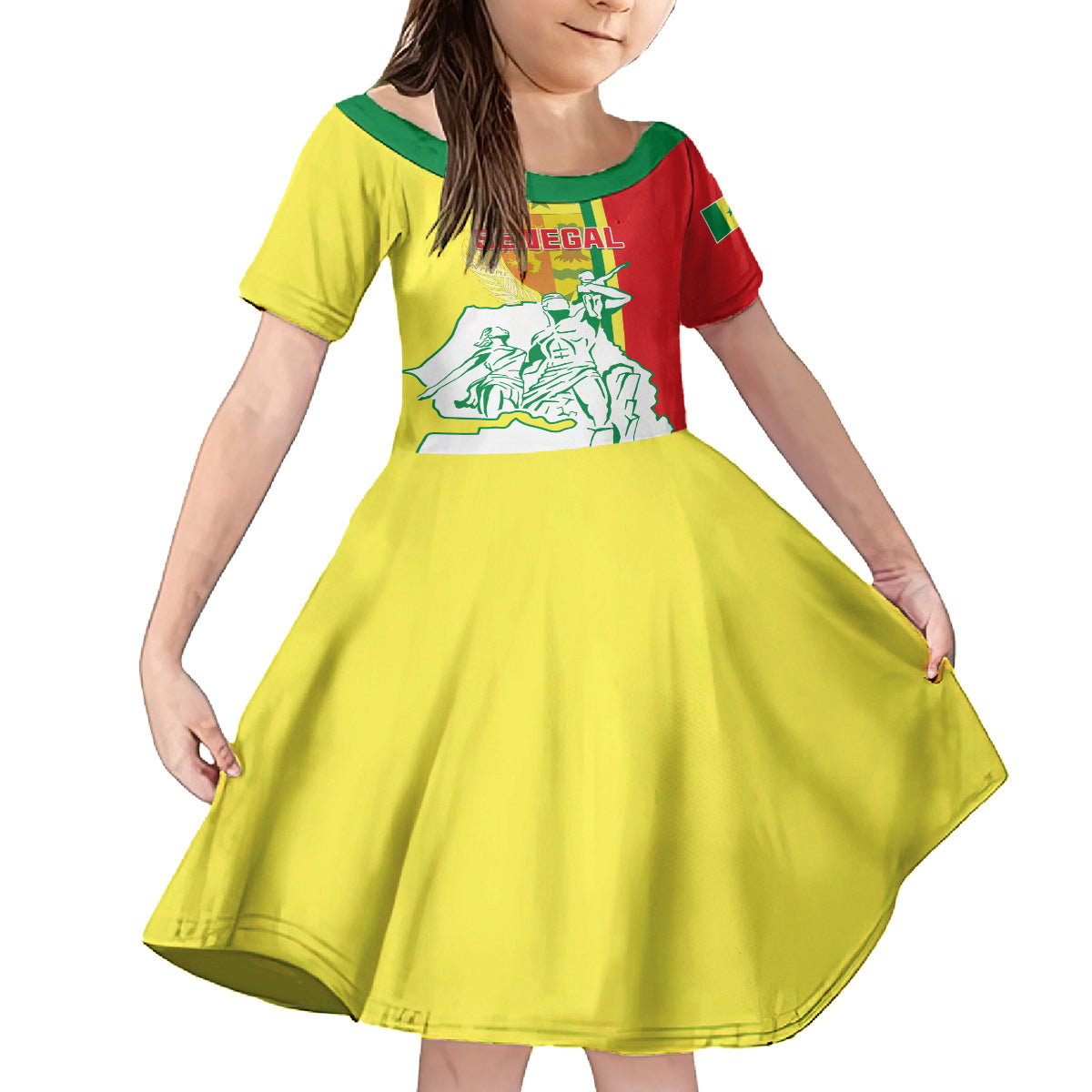 Senegal Independence Day Kid Short Sleeve Dress Un Peuple Un But Une Foi 64th Anniversary - Wonder Print Shop