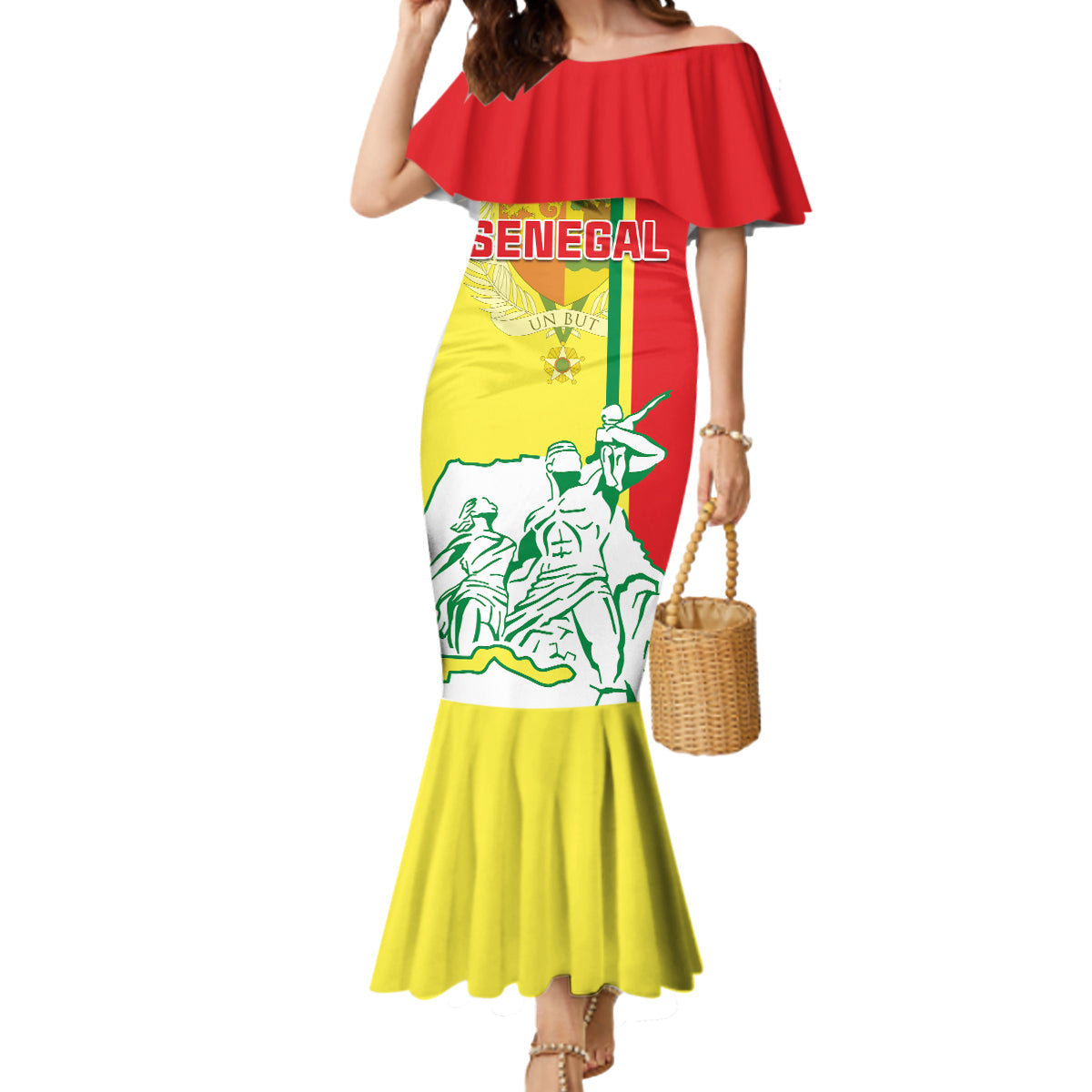 Senegal Independence Day Mermaid Dress Un Peuple Un But Une Foi 64th Anniversary - Wonder Print Shop