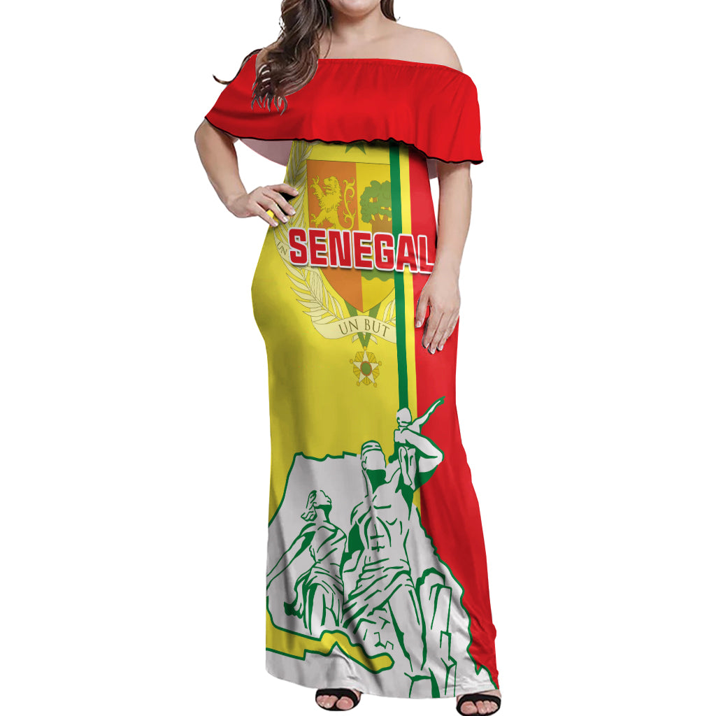 Senegal Independence Day Off Shoulder Maxi Dress Un Peuple Un But Une Foi 64th Anniversary - Wonder Print Shop