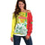 Senegal Independence Day Off Shoulder Sweater Un Peuple Un But Une Foi 64th Anniversary - Wonder Print Shop