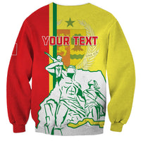 Unisex yellow and red sweatshirt with YOUR TEXT back graphic