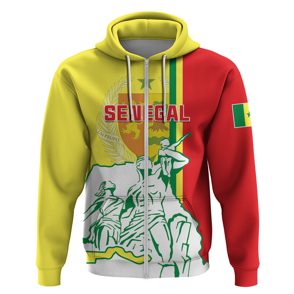 Senegal Independence Day Zip Hoodie Un Peuple Un But Une Foi 64th Anniversary - Wonder Print Shop