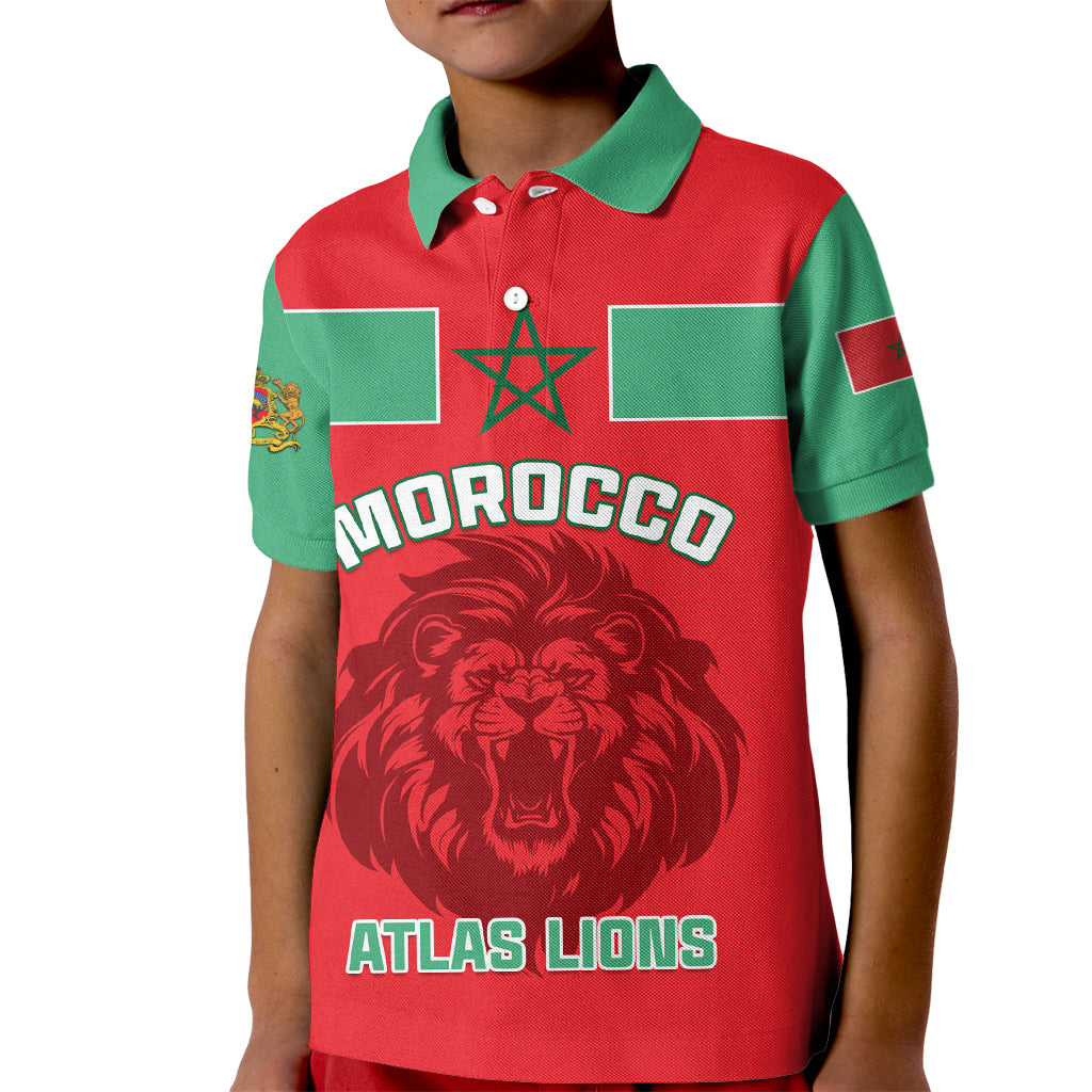 Morocco Football Kid Polo Shirt Go The Atlas Lions - Wonder Print Shop