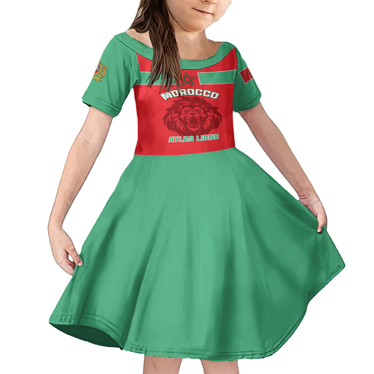 Morocco Football Kid Short Sleeve Dress Go The Atlas Lions - Wonder Print Shop