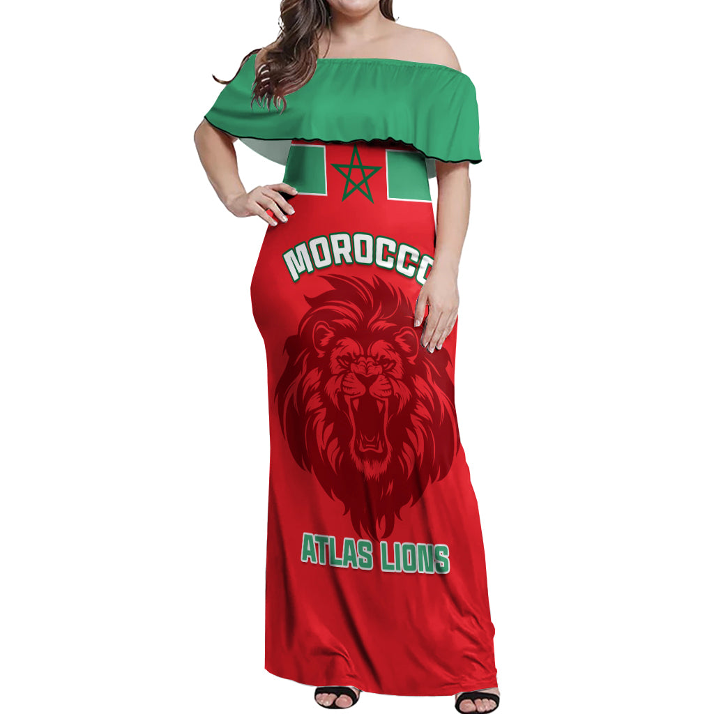 Morocco Football Off Shoulder Maxi Dress Go The Atlas Lions