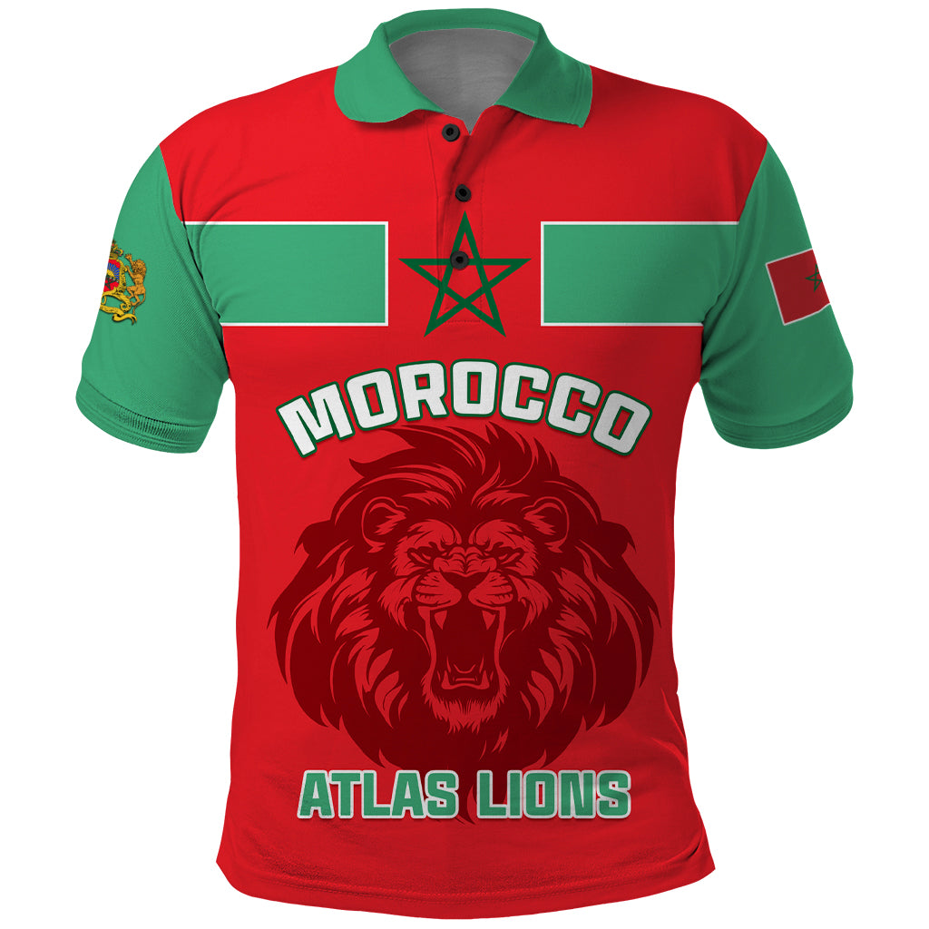 Morocco Football Polo Shirt Go The Atlas Lions - Wonder Print Shop