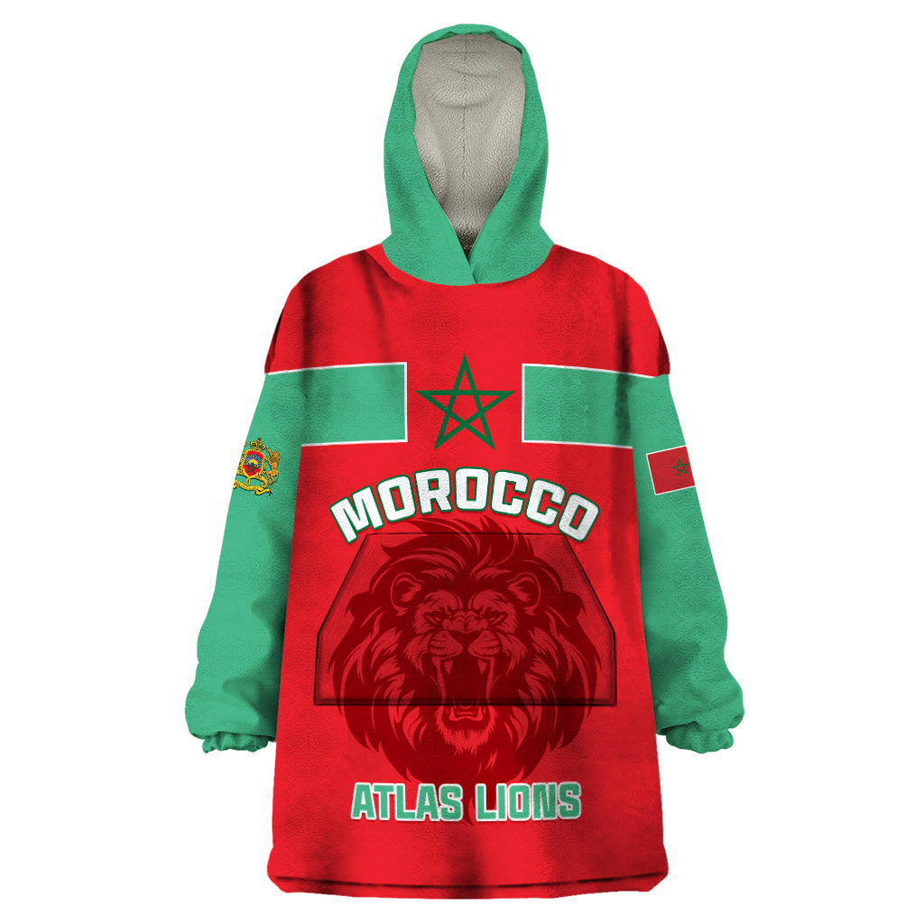 Morocco Football Wearable Blanket Hoodie Go The Atlas Lions