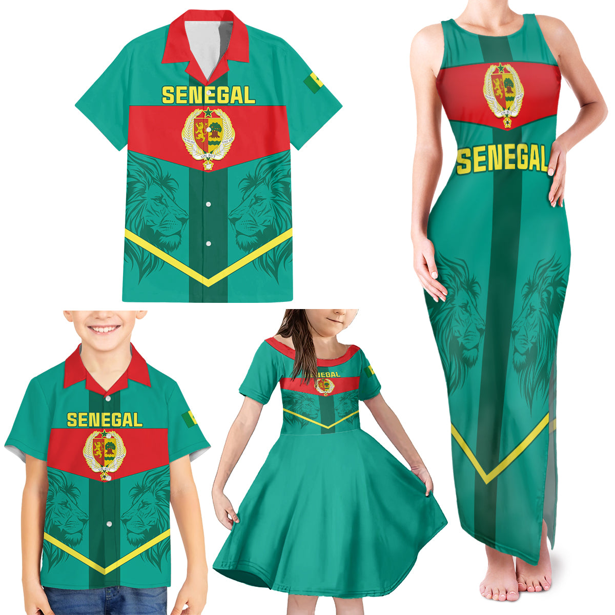 Senegal Football Family Matching Tank Maxi Dress and Hawaiian Shirt Go Lions of Teranga - Wonder Print Shop