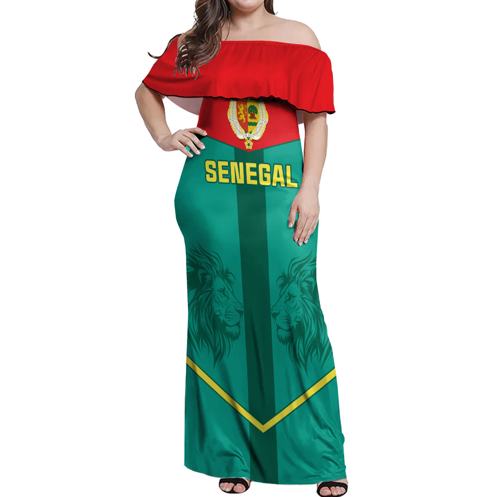 Senegal Football Off Shoulder Maxi Dress Go Lions of Teranga - Wonder Print Shop