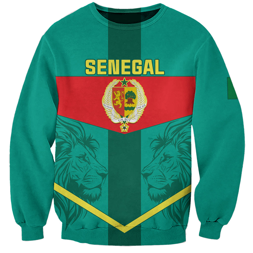 Green football sweatshirt with Senegal logo and crest graphic on front