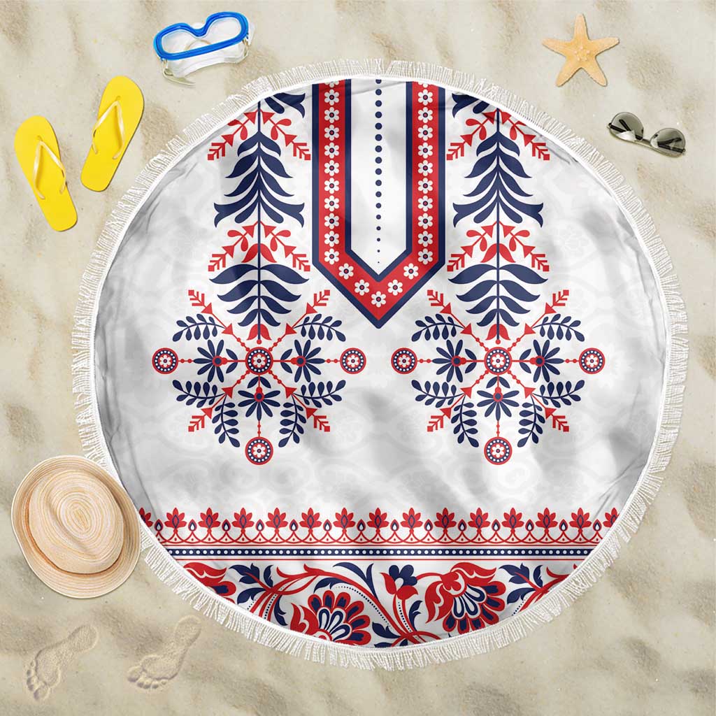 Panama Pollera Traditional Pattern Beach Blanket