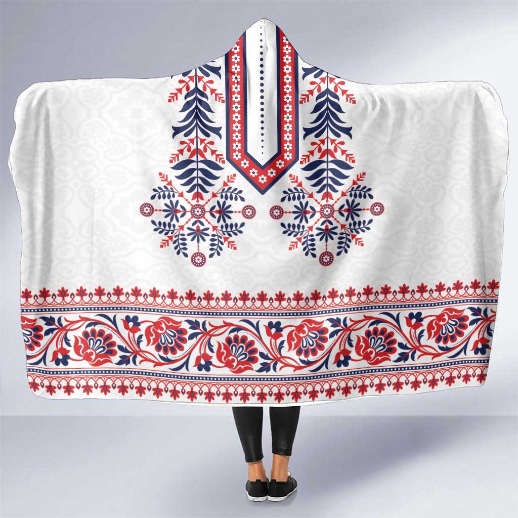 Panama Pollera Traditional Pattern Hooded Blanket