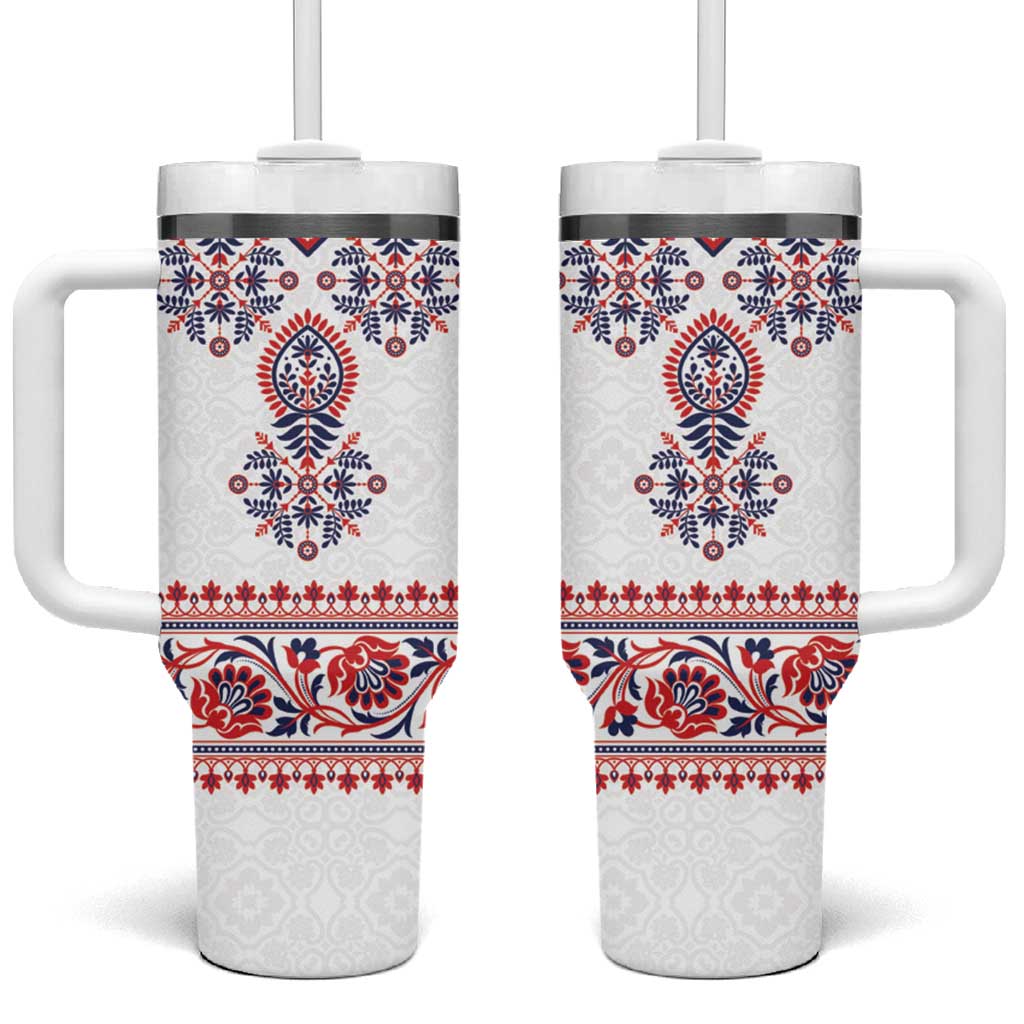 Panama Pollera Traditional Pattern Tumbler With Handle