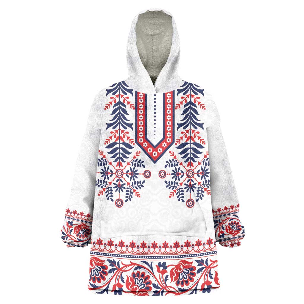 Panama Pollera Traditional Pattern Wearable Blanket Hoodie