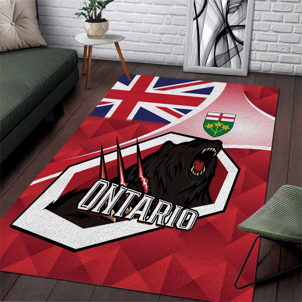 Canada Ontario Province Area Rug Black Bear Flag Stylized