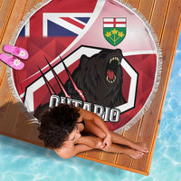 Canada Ontario Province Beach Blanket Black Bear Flag Stylized