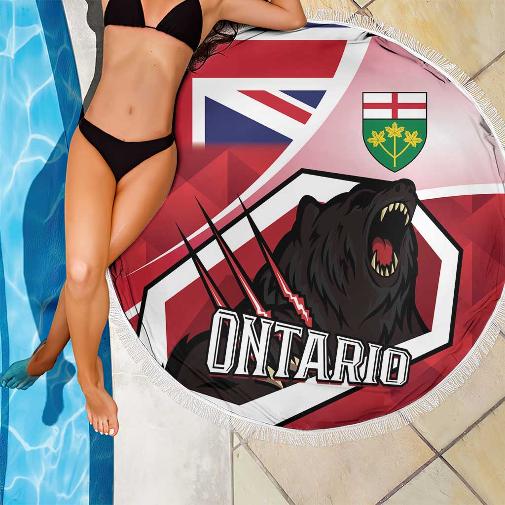 Canada Ontario Province Beach Blanket Black Bear Flag Stylized