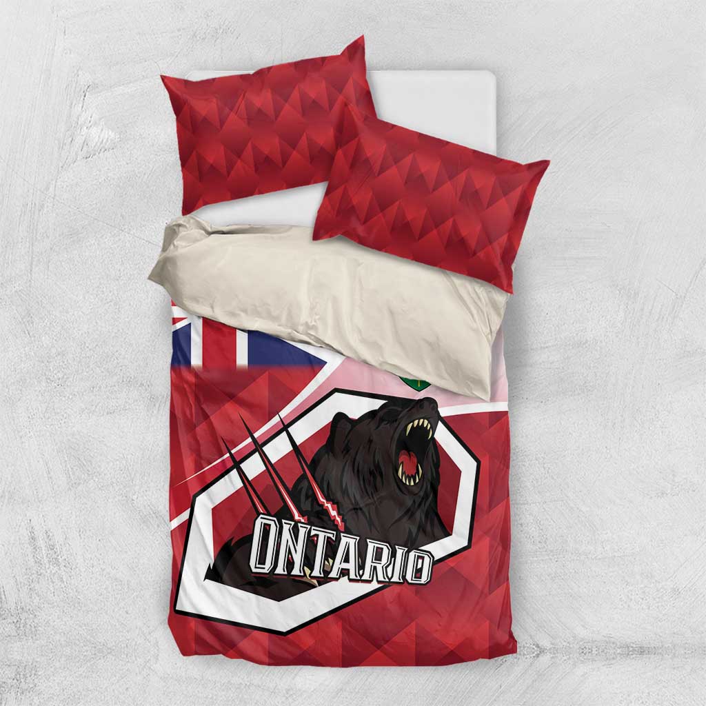 Canada Ontario Province Bedding Set Black Bear Flag Stylized