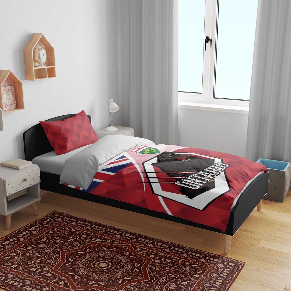 Canada Ontario Province Bedding Set Black Bear Flag Stylized
