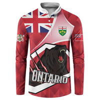 Personalized Canada Ontario Province Button Sweatshirt Black Bear Flag Stylized