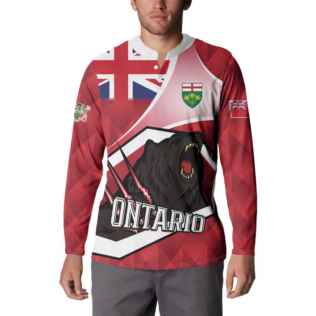 Personalized Canada Ontario Province Button Sweatshirt Black Bear Flag Stylized