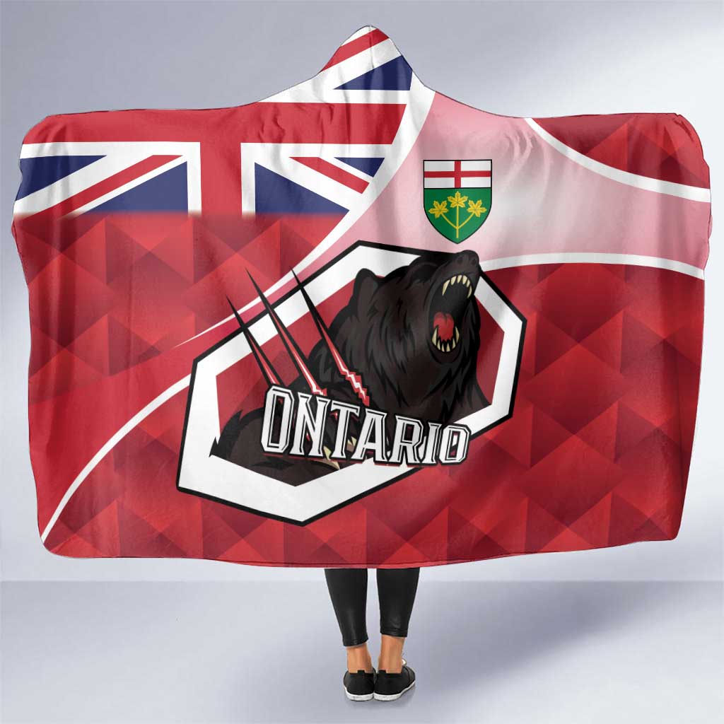 Canada Ontario Province Hooded Blanket Black Bear Flag Stylized