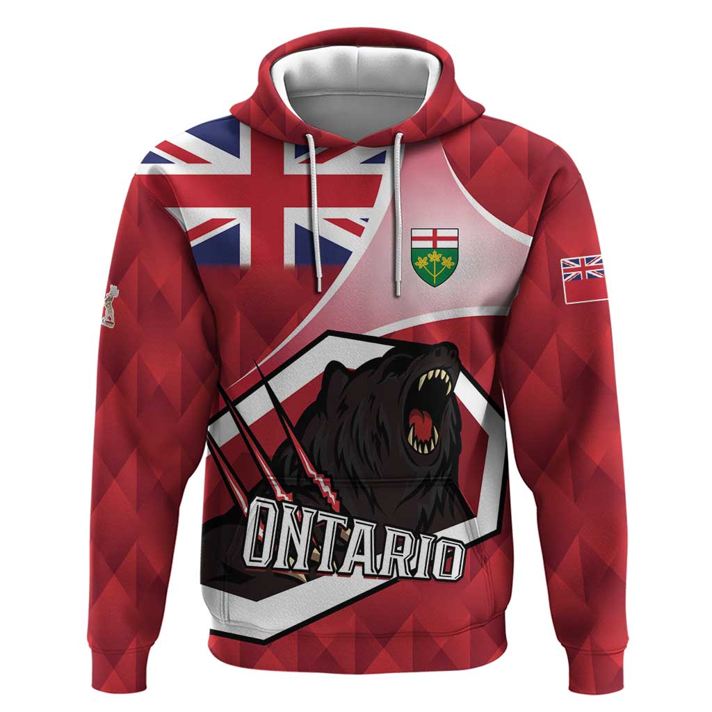 Personalized Canada Ontario Province Hoodie Black Bear Flag Stylized