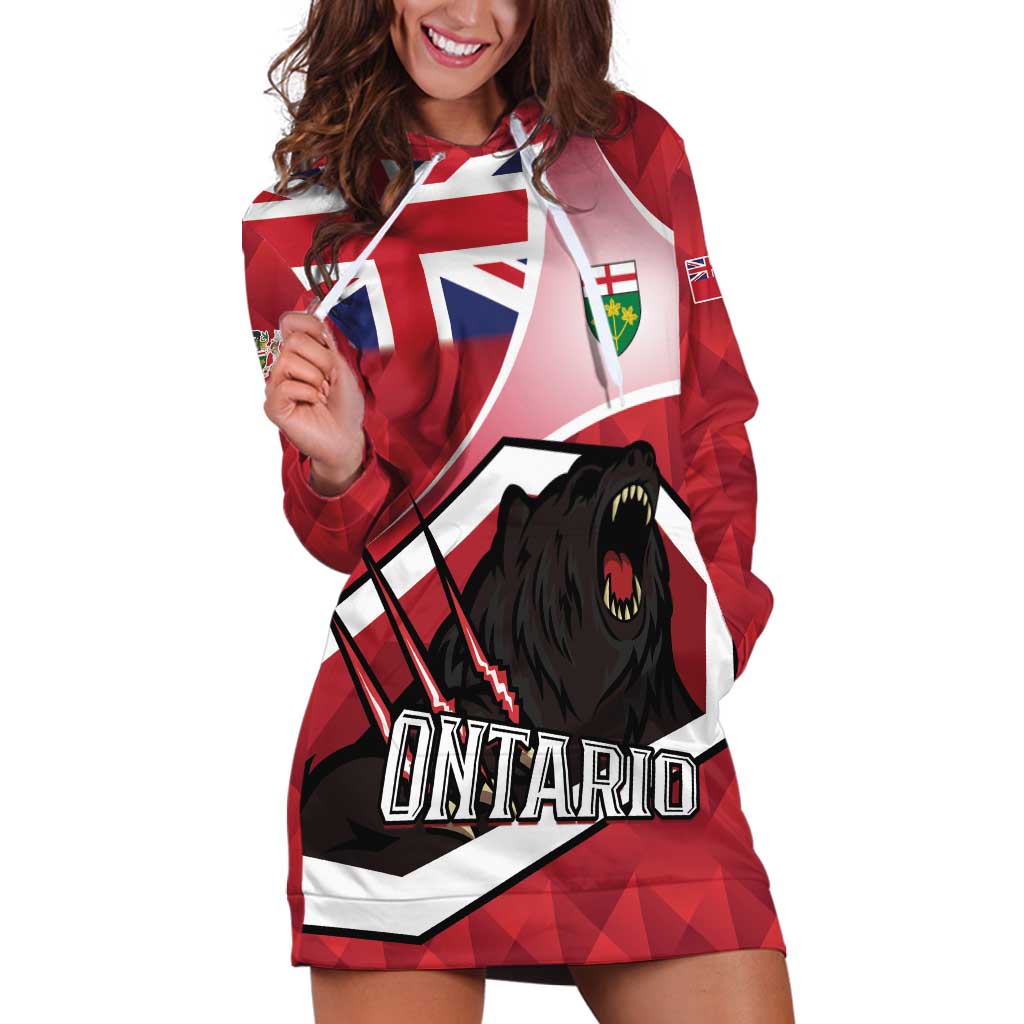 Personalized Canada Ontario Province Hoodie Dress Black Bear Flag Stylized