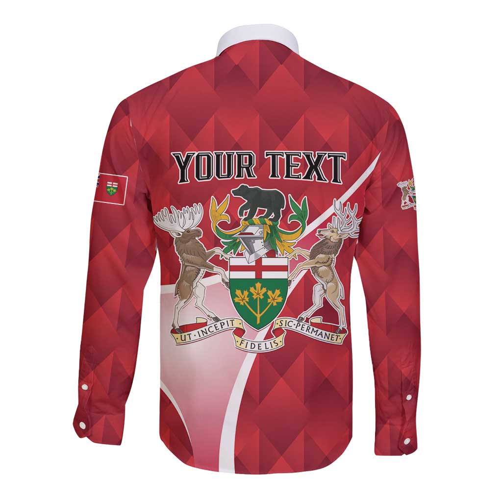 Personalized Canada Ontario Province Long Sleeve Button Shirt Black Bear Flag Stylized