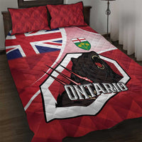 Canada Ontario Province Quilt Bed Set Black Bear Flag Stylized