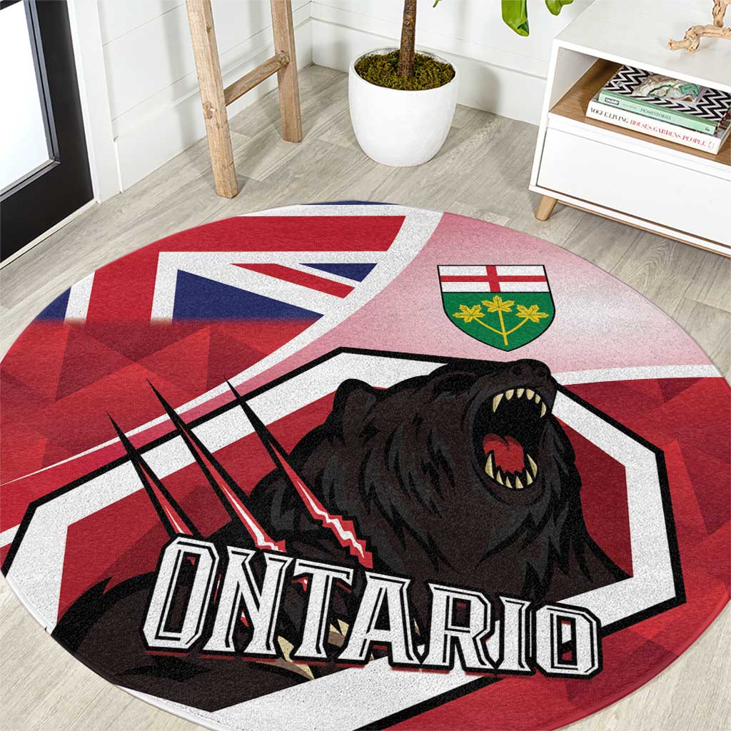 Canada Ontario Province Round Carpet Black Bear Flag Stylized