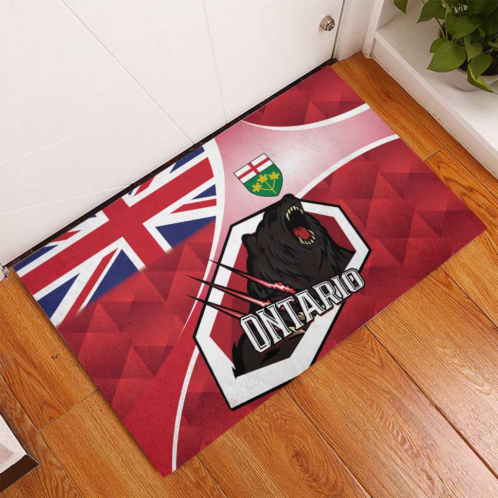 Canada Ontario Province Rubber Doormat Black Bear Flag Stylized