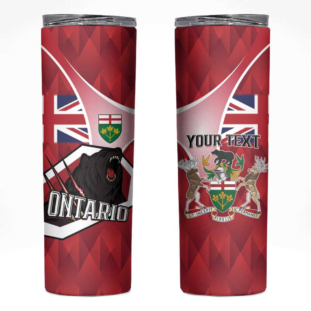 Personalized Canada Ontario Province Skinny Tumbler Black Bear Flag Stylized