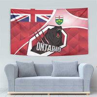Canada Ontario Province Tapestry Black Bear Flag Stylized