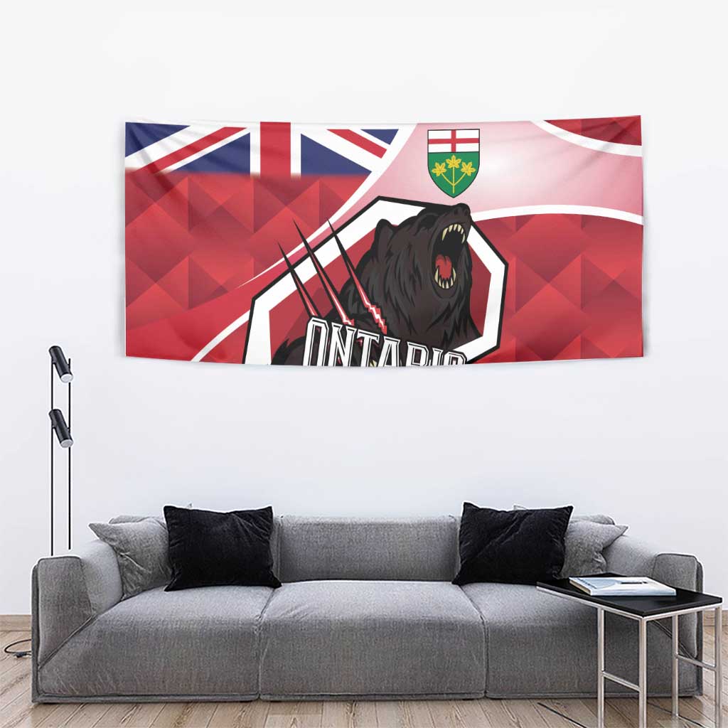 Canada Ontario Province Tapestry Black Bear Flag Stylized