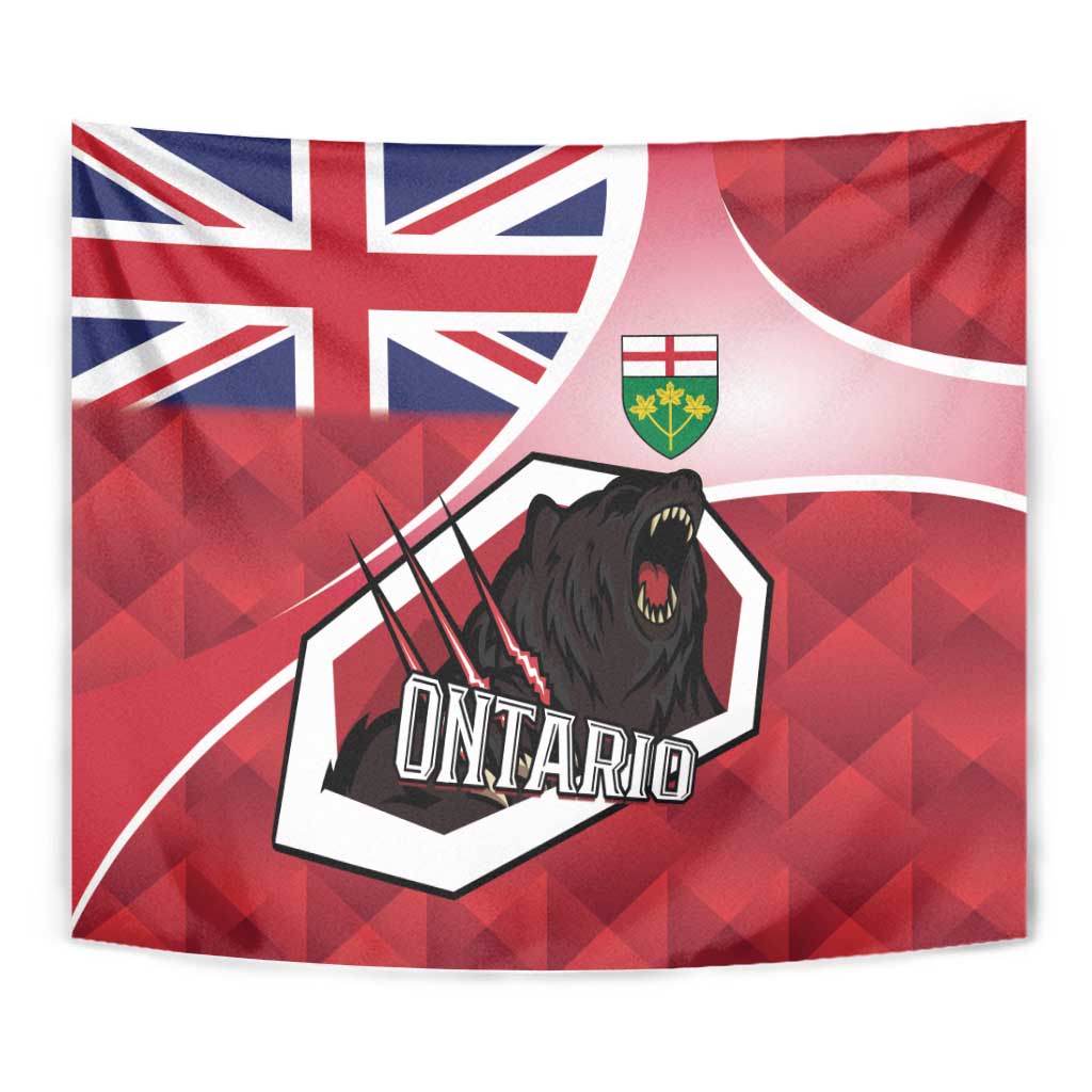 Canada Ontario Province Tapestry Black Bear Flag Stylized