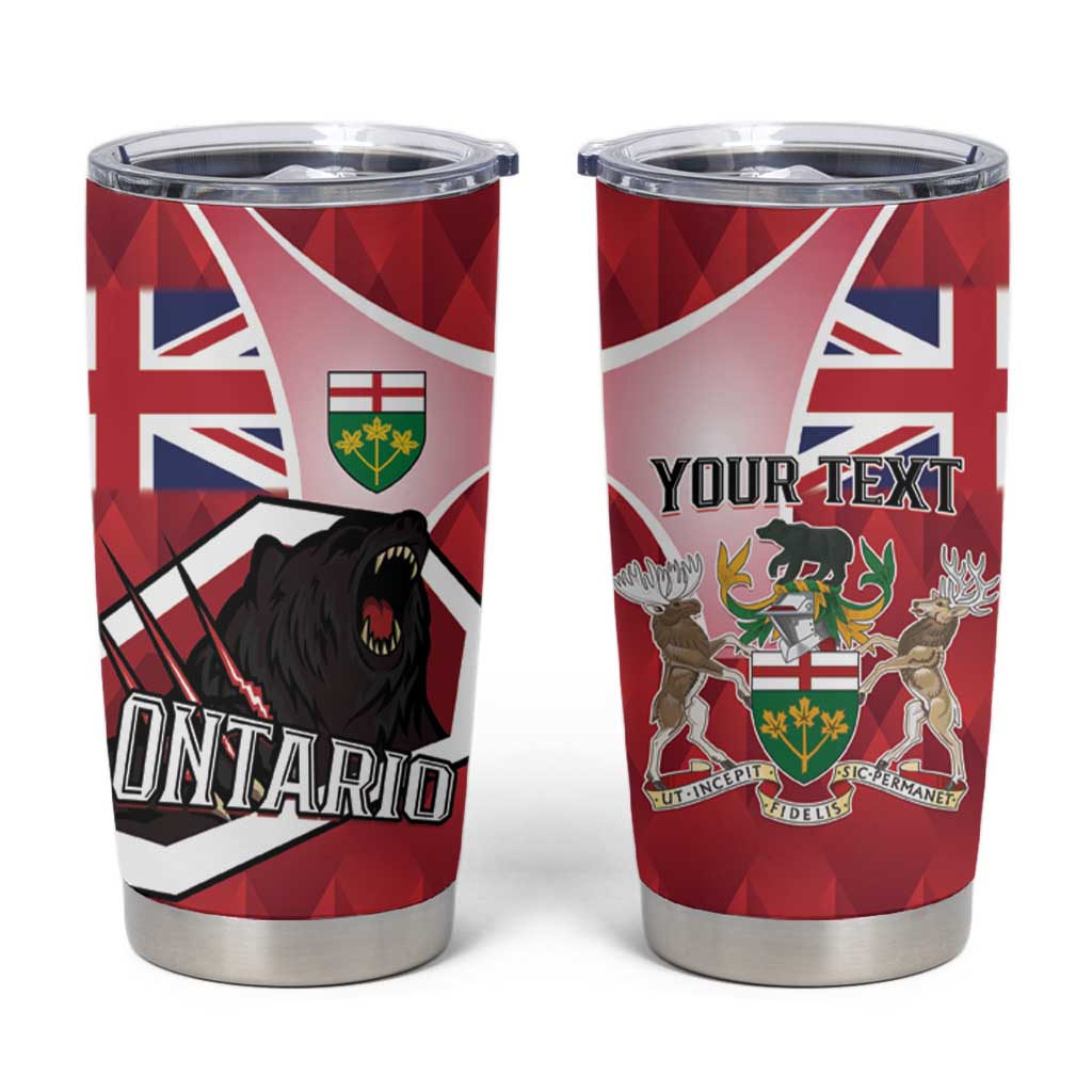 Personalized Canada Ontario Province Tumbler Cup Black Bear Flag Stylized