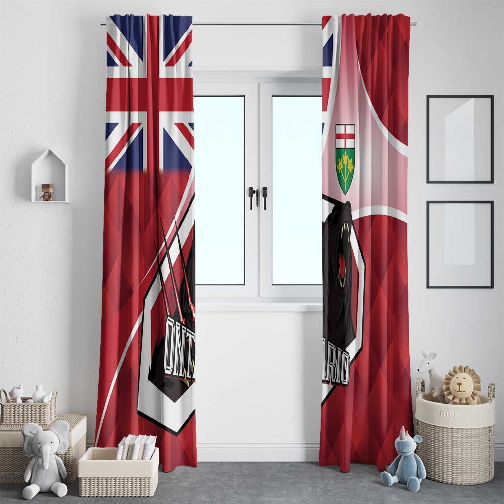 Canada Ontario Province Window Curtain Black Bear Flag Stylized