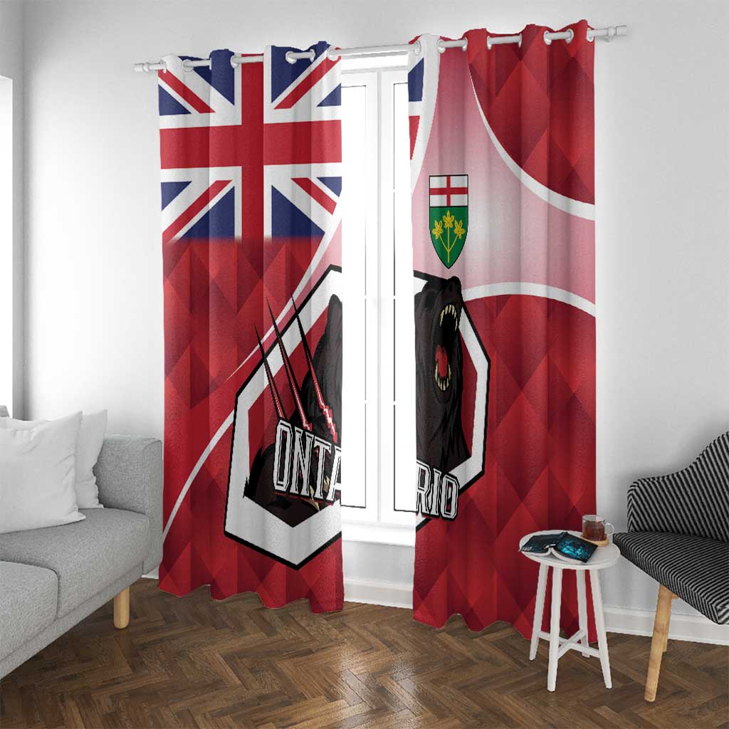 Canada Ontario Province Window Curtain Black Bear Flag Stylized