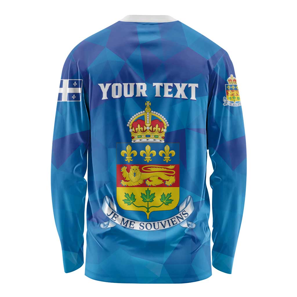 Unisex long sleeve blue shirt with crown crest and Je me souviens graphic