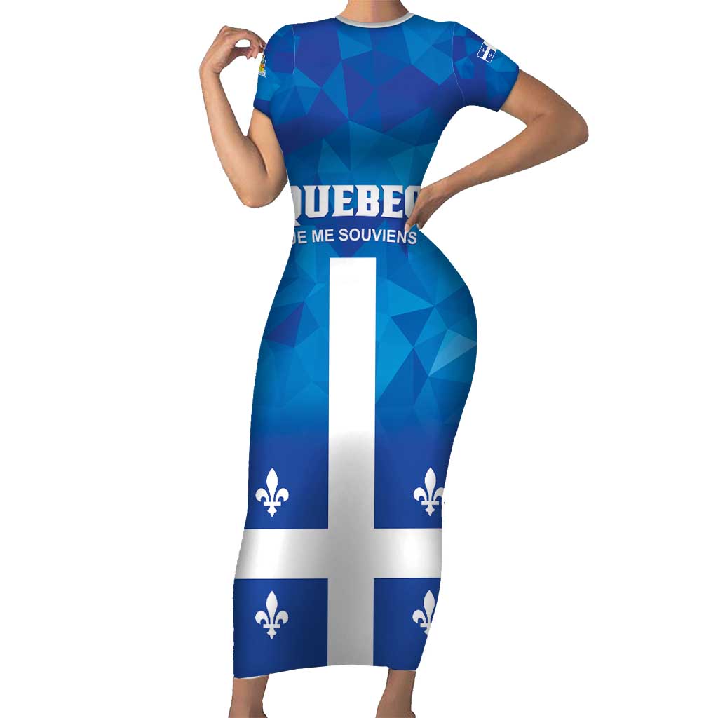 Personalized Canada Quebec Province Short Sleeve Bodycon Dress Je Me Souviens