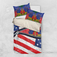 Zipper bedding set with American flag duvet and two matching pillowcases