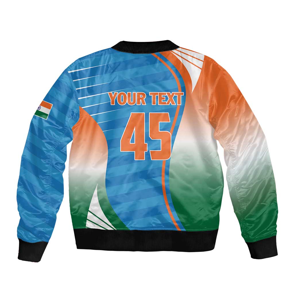 Custom India Cricket Bomber Jacket Men in Blue Champions 2025