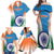 Custom India Cricket Family Matching Off Shoulder Maxi Dress and Hawaiian Shirt Men in Blue Champions 2025