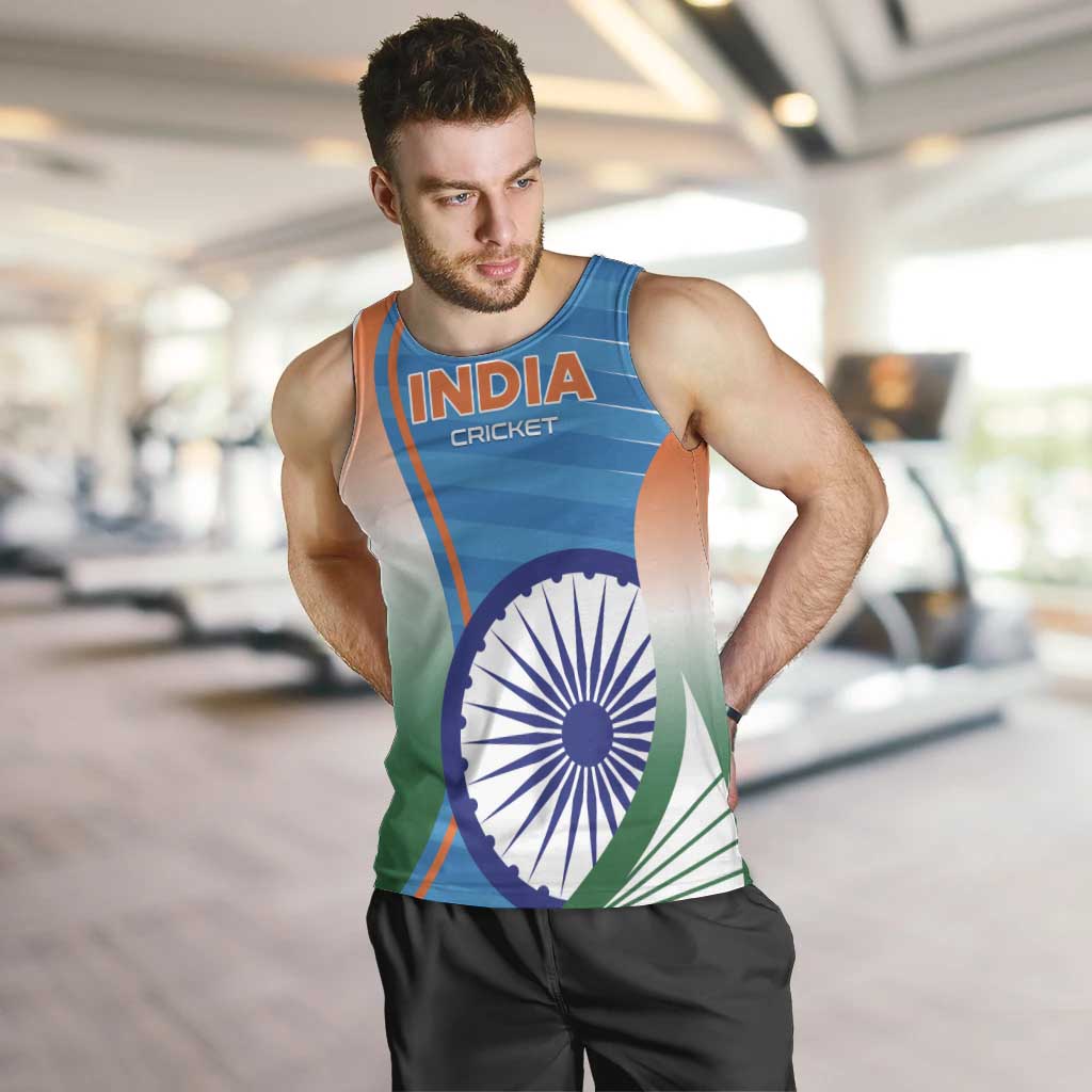 Custom India Cricket Men Tank Top Men in Blue Champions 2025
