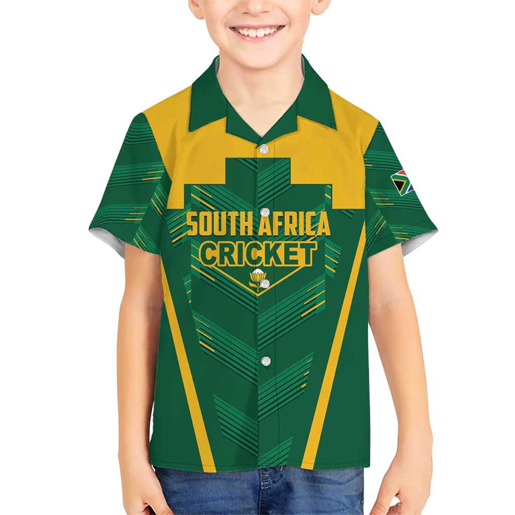 Custom South Africa Cricket Kid Hawaiian Shirt SA Protea Woza Nawe