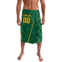 Green custom lavalava skirt with yellow graphics and printed number