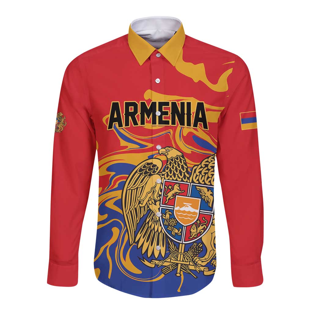 Personalized Republic of Armenia Long Sleeve Button Shirt Hayastani Hanrapetut'yun